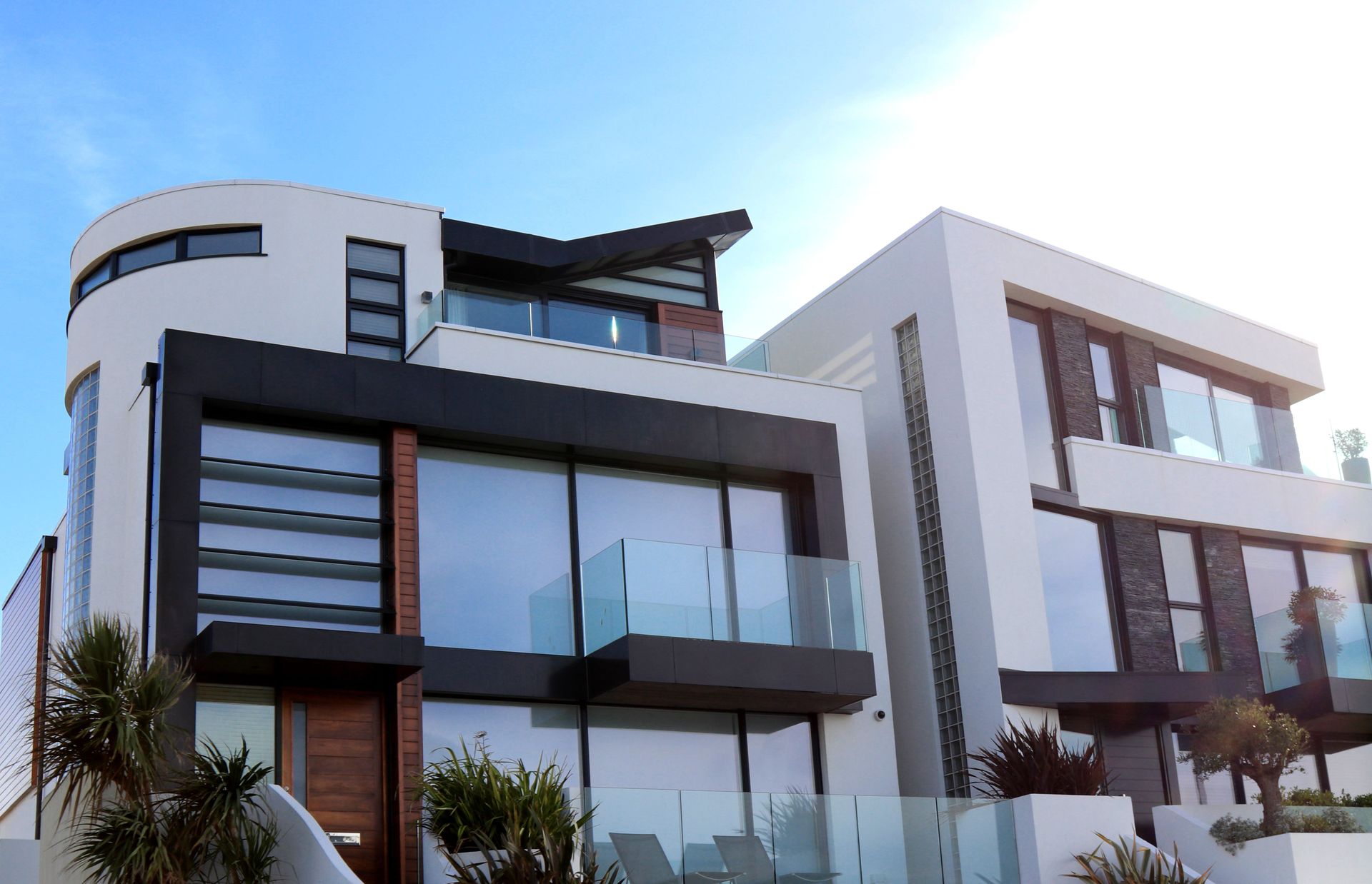 Modern commercial building with glass facade