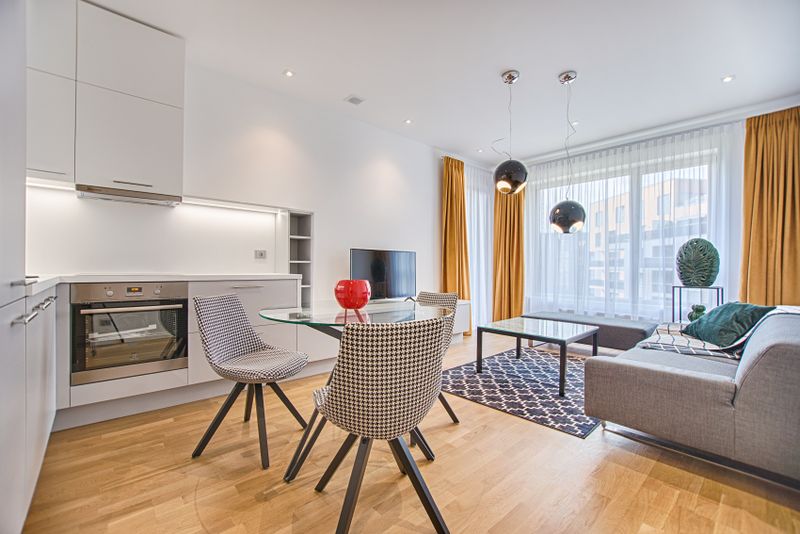 Living room with modern home textiles
